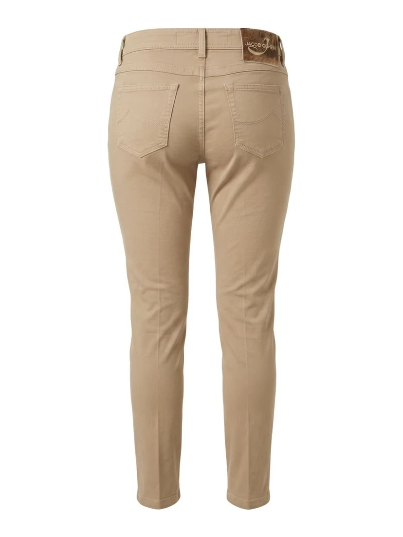 Beige Cotton Women Pants