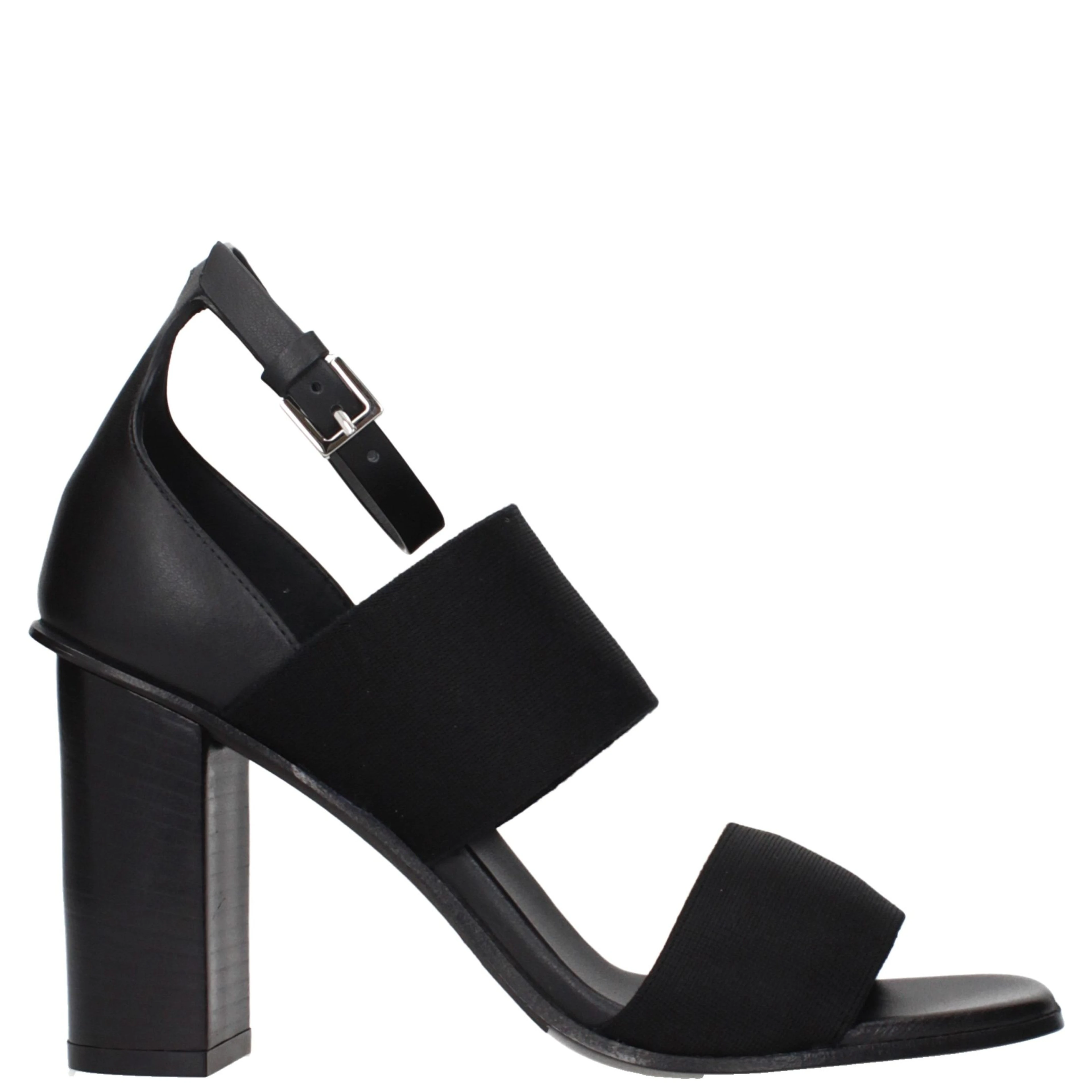 Black Fabric Platform Sandals