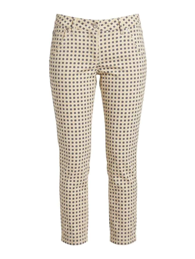 Beige Cotton Women Pants