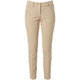 Beige Cotton Womens Pant