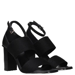 Black Fabric Platform Sandals