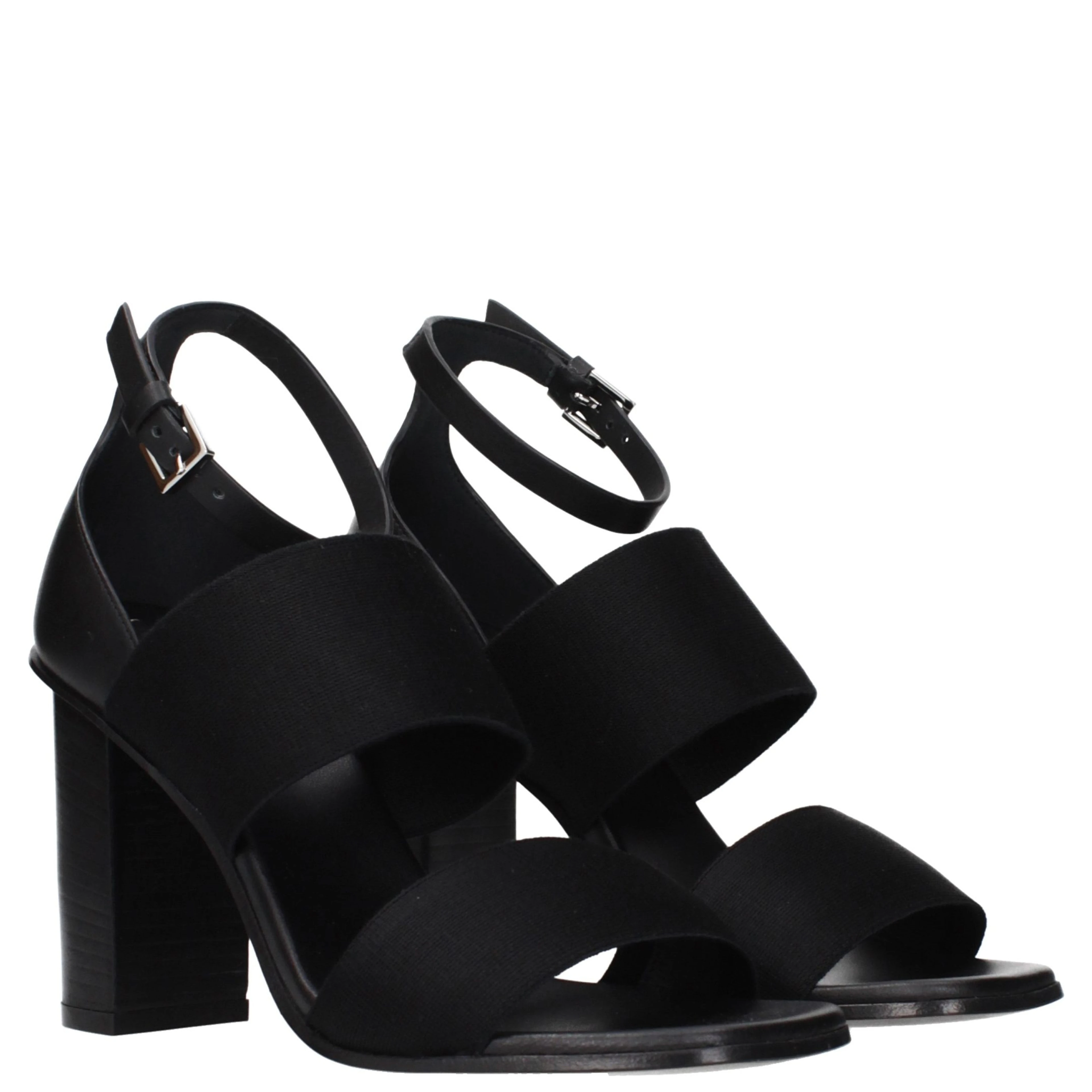 Black Fabric Platform Sandals
