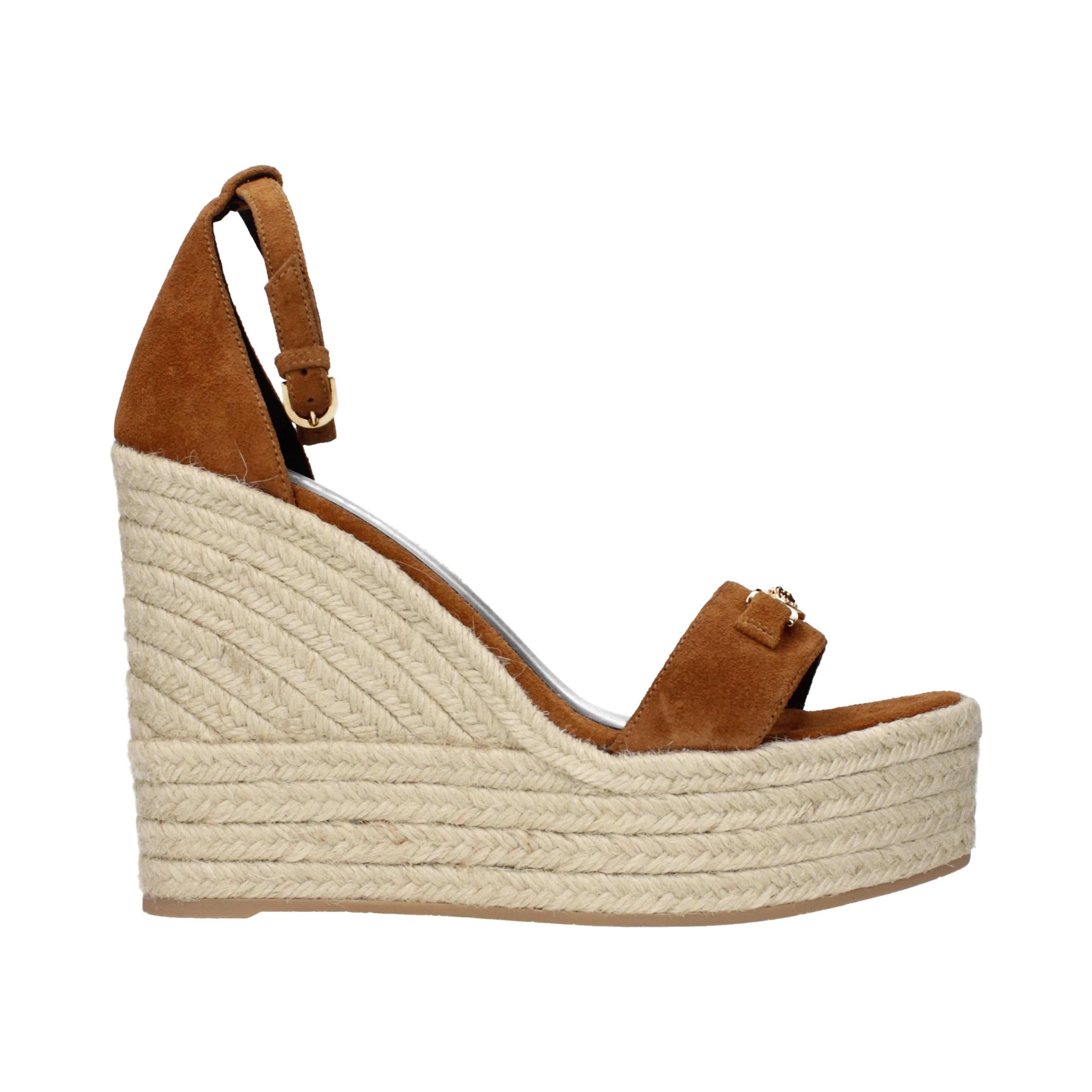 Brown Leather Wedge Sandals