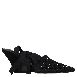 Black Fabric Strap-On Sandals