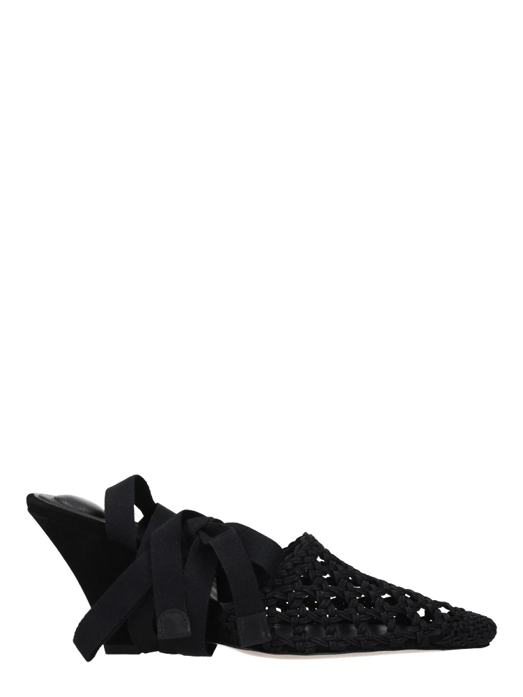 Black Fabric Strap-On Sandals