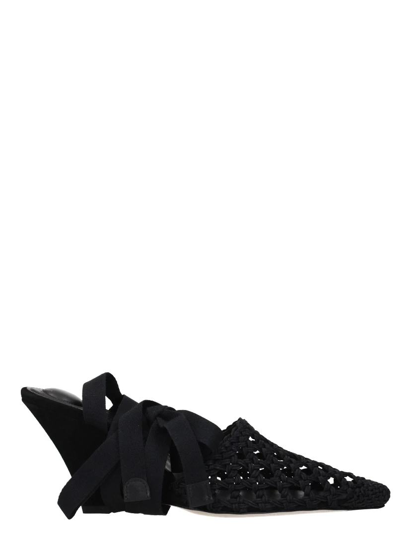 Black Fabric Strap-On Sandals