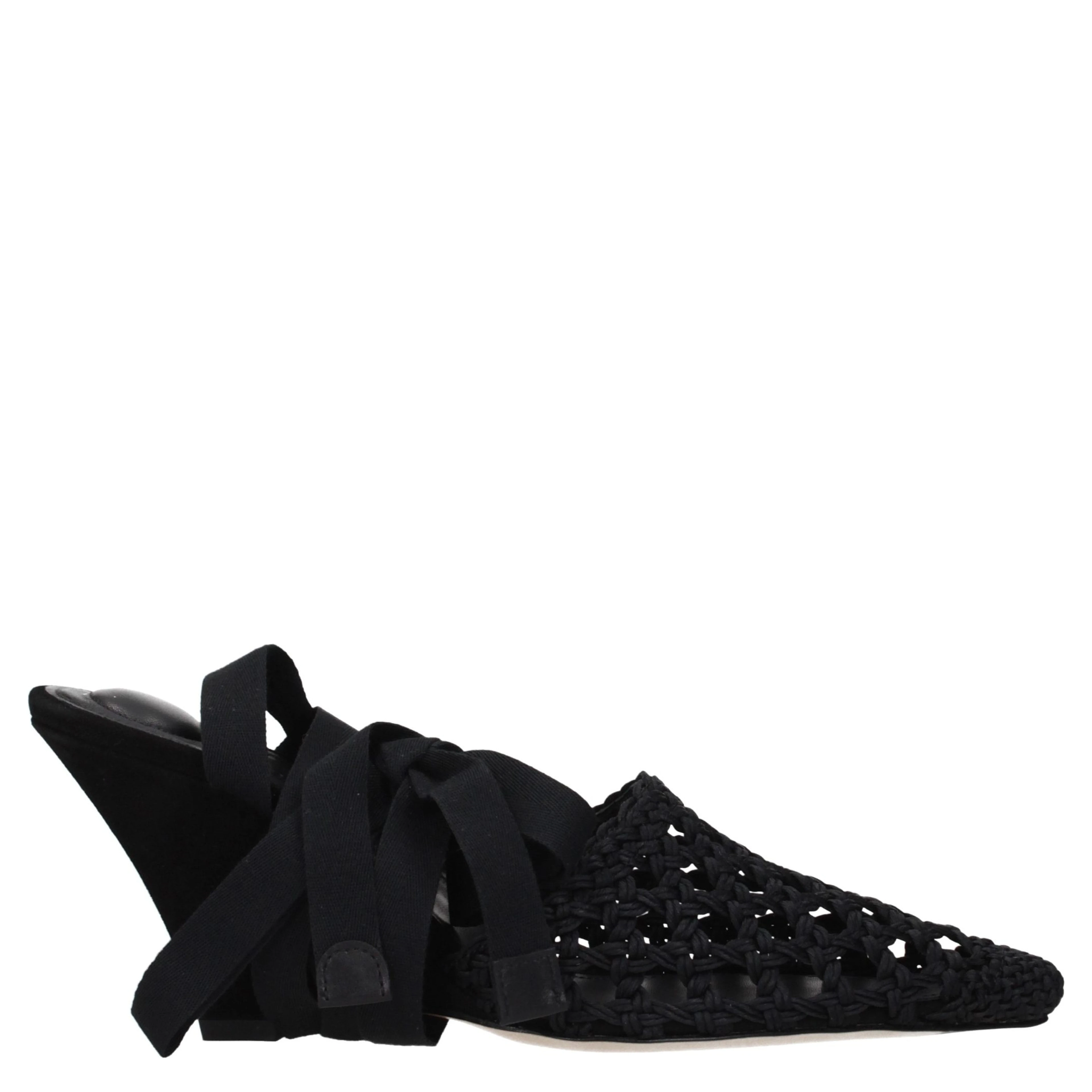Black Fabric Strap-On Sandals