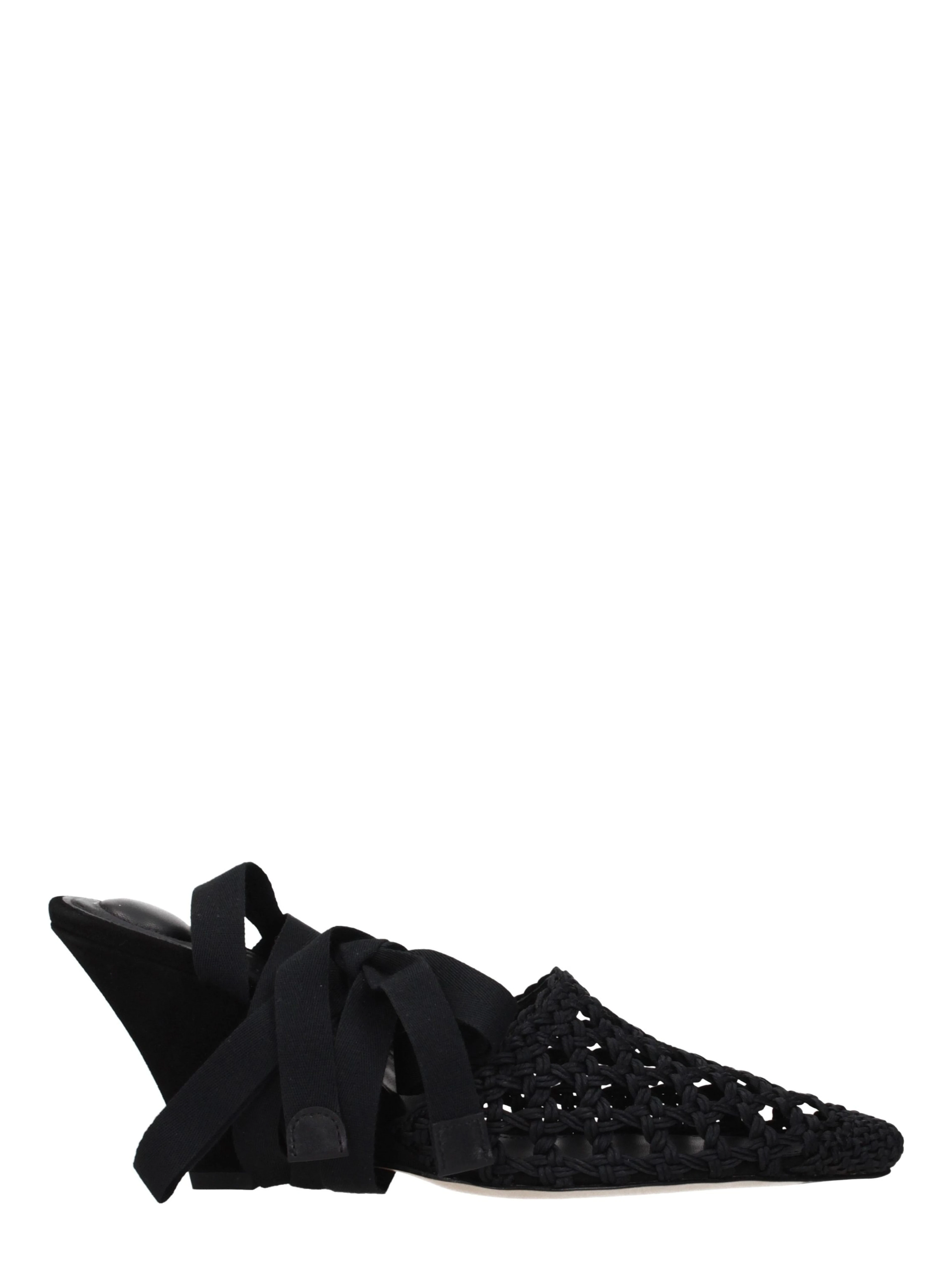 Black Fabric Strap-On Sandals