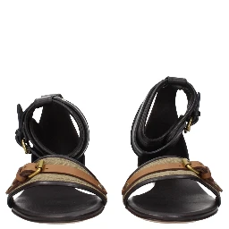 Multicolor Fabric Flat Sandals