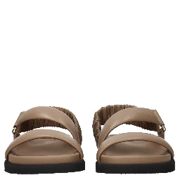 Brown Leather Flat Sandals