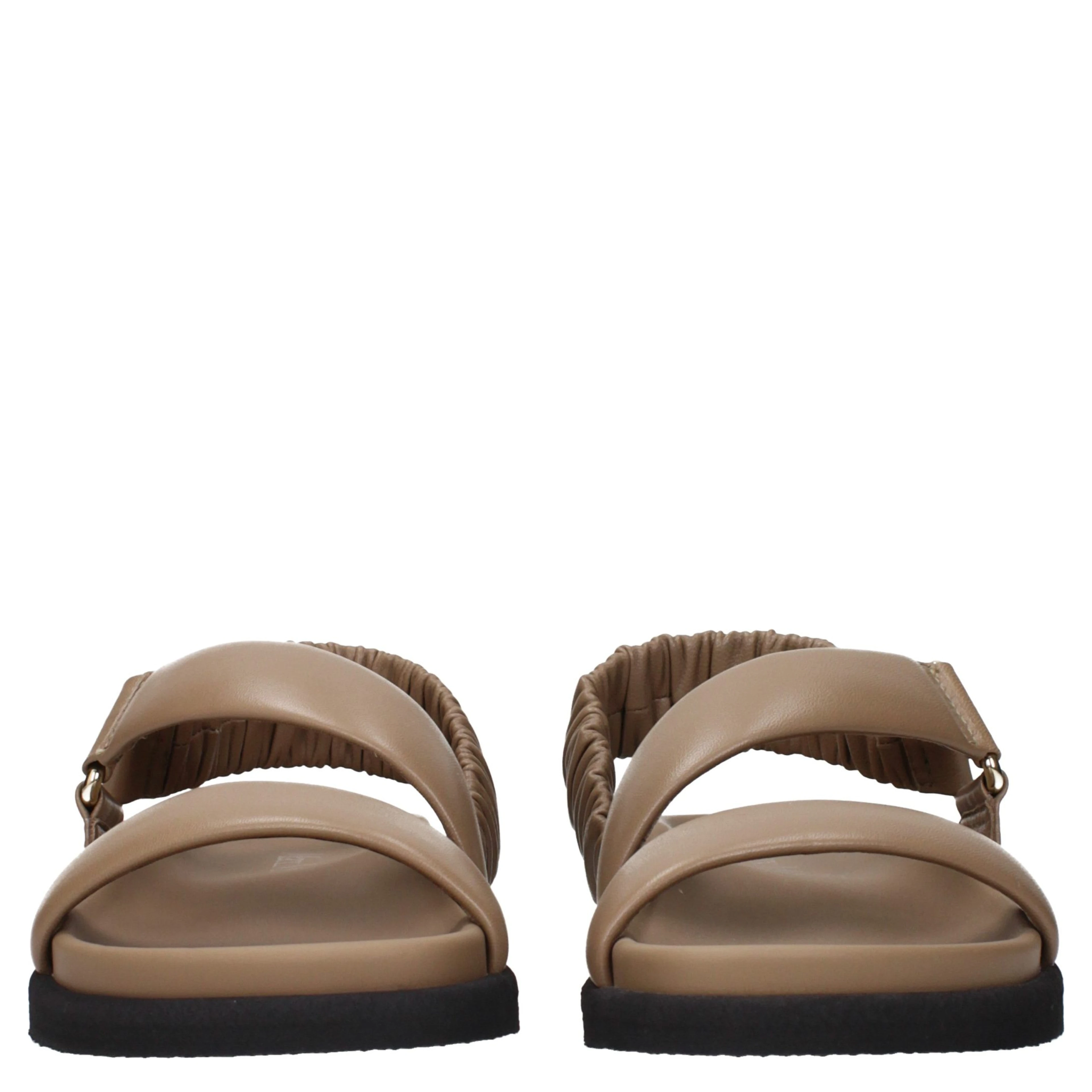Brown Leather Flat Sandals