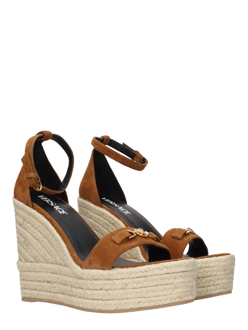 Brown Leather Wedge Sandals