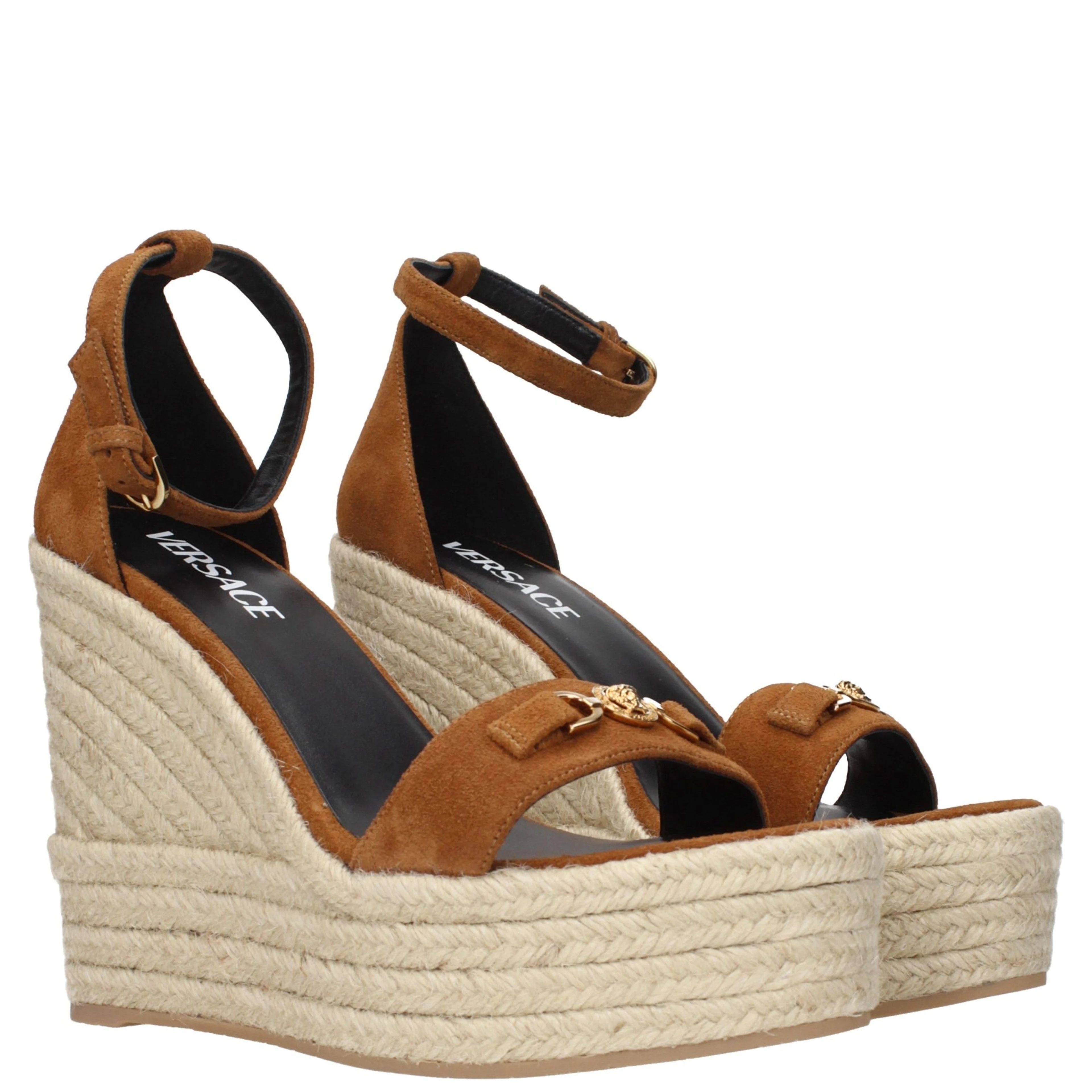 Brown Leather Wedge Sandals