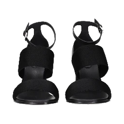 Black Fabric Platform Sandals