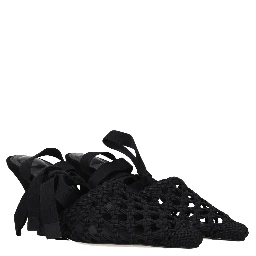 Black Fabric Strap-On Sandals