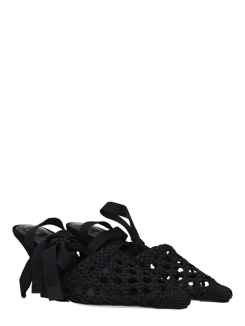 Black Fabric Strap-On Sandals