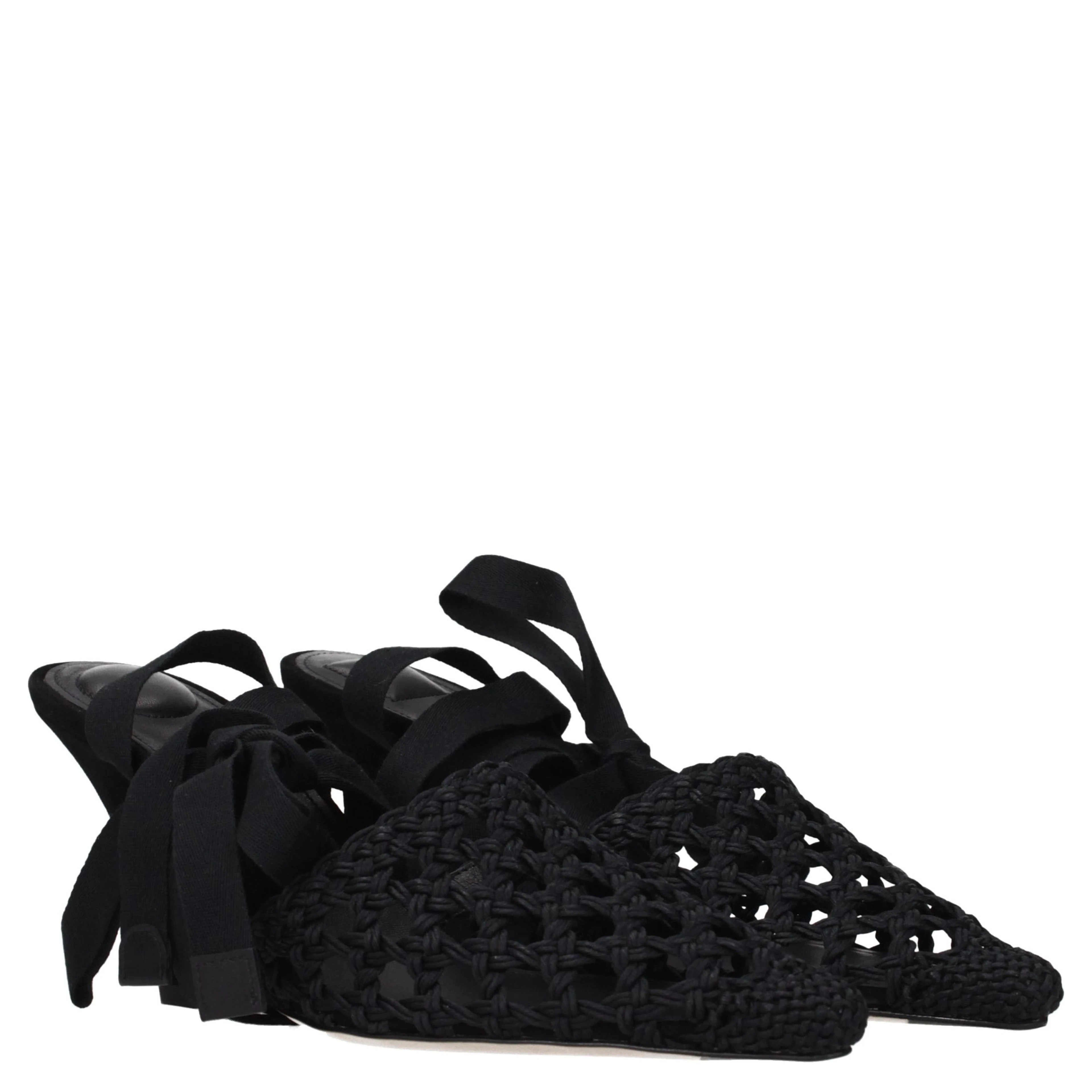 Black Fabric Strap-On Sandals