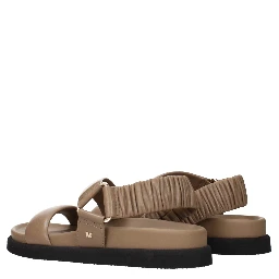 Brown Leather Flat Sandals