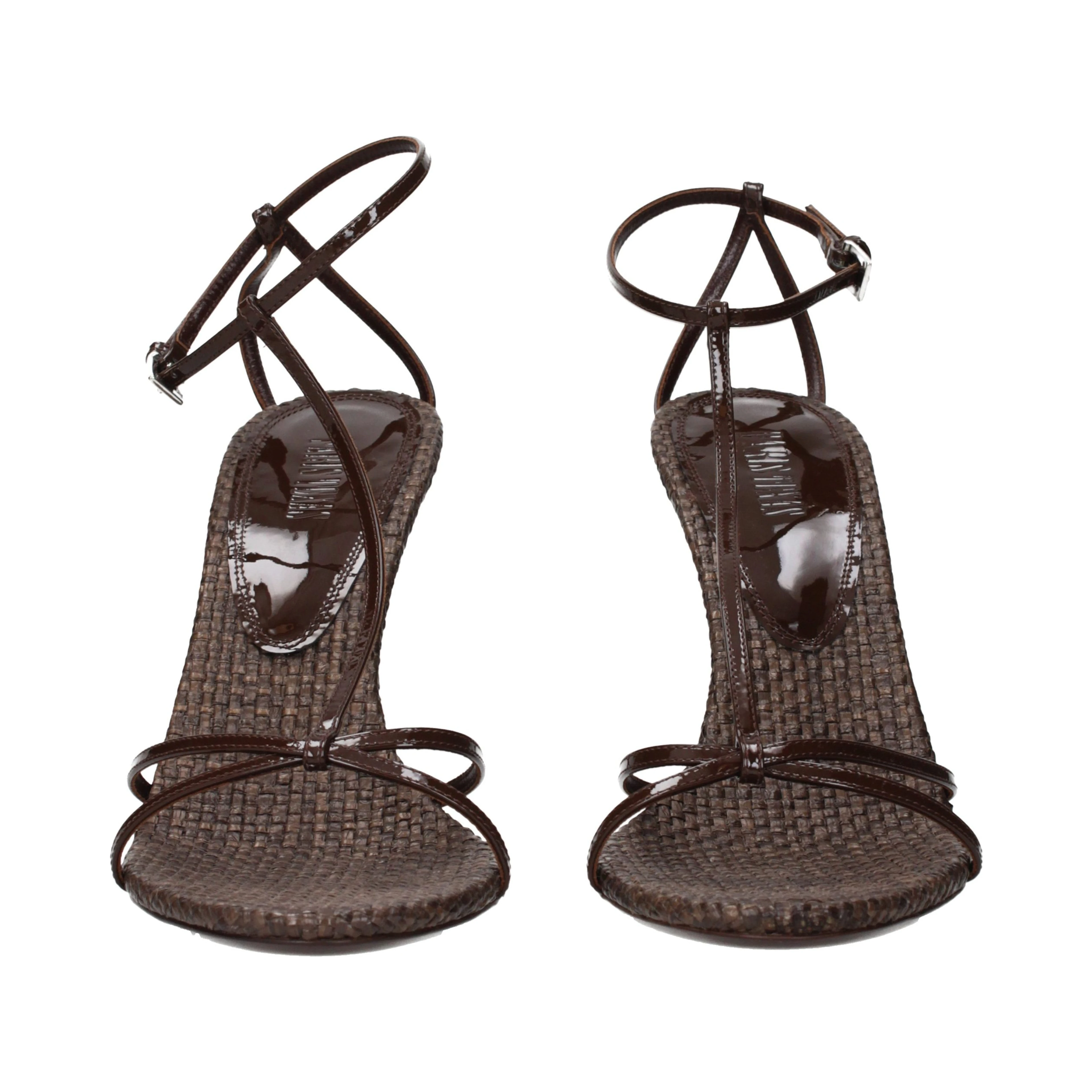 Brown Leather Stiletto Heel Sandals