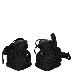 Black Fabric Strap-On Sandals