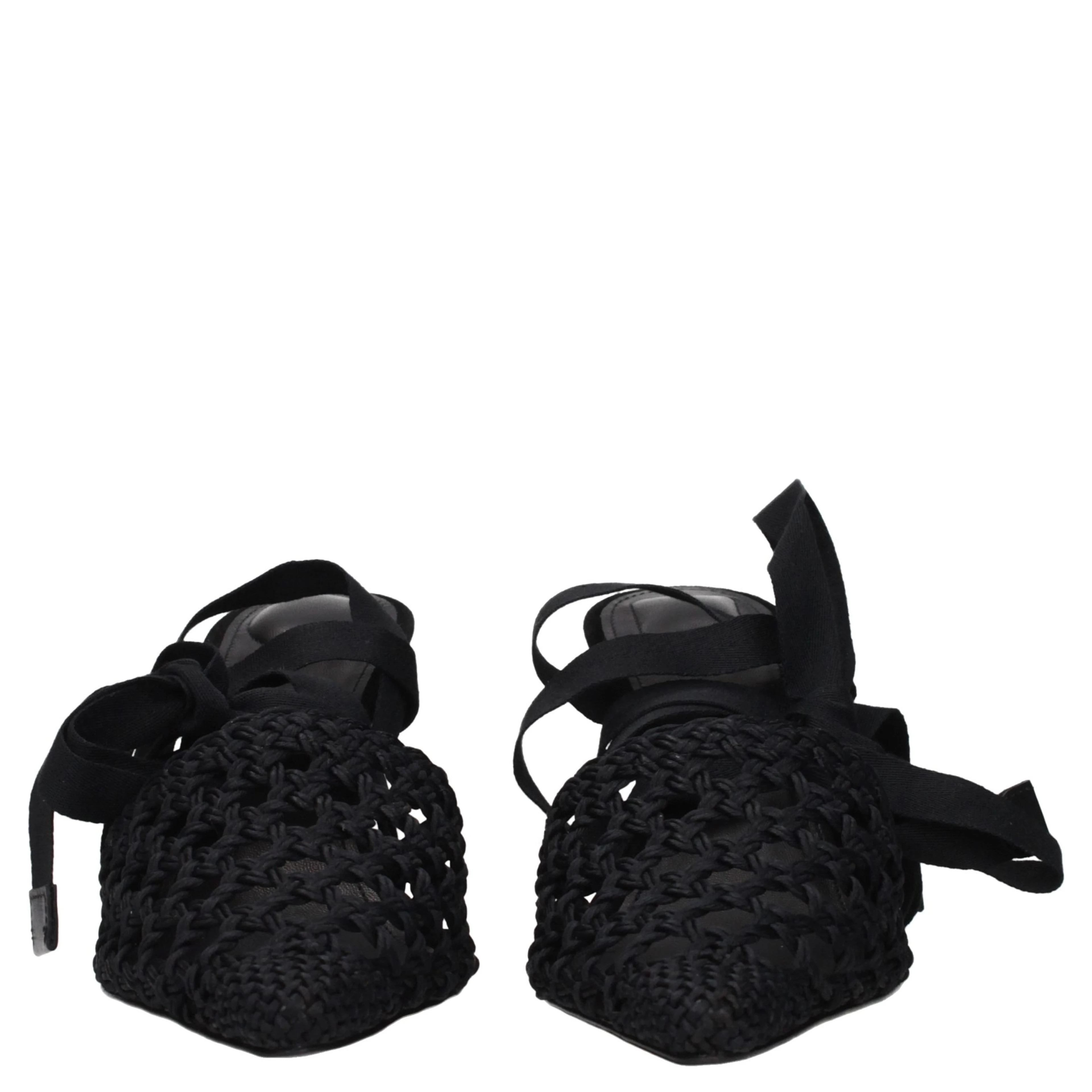 Black Fabric Strap-On Sandals