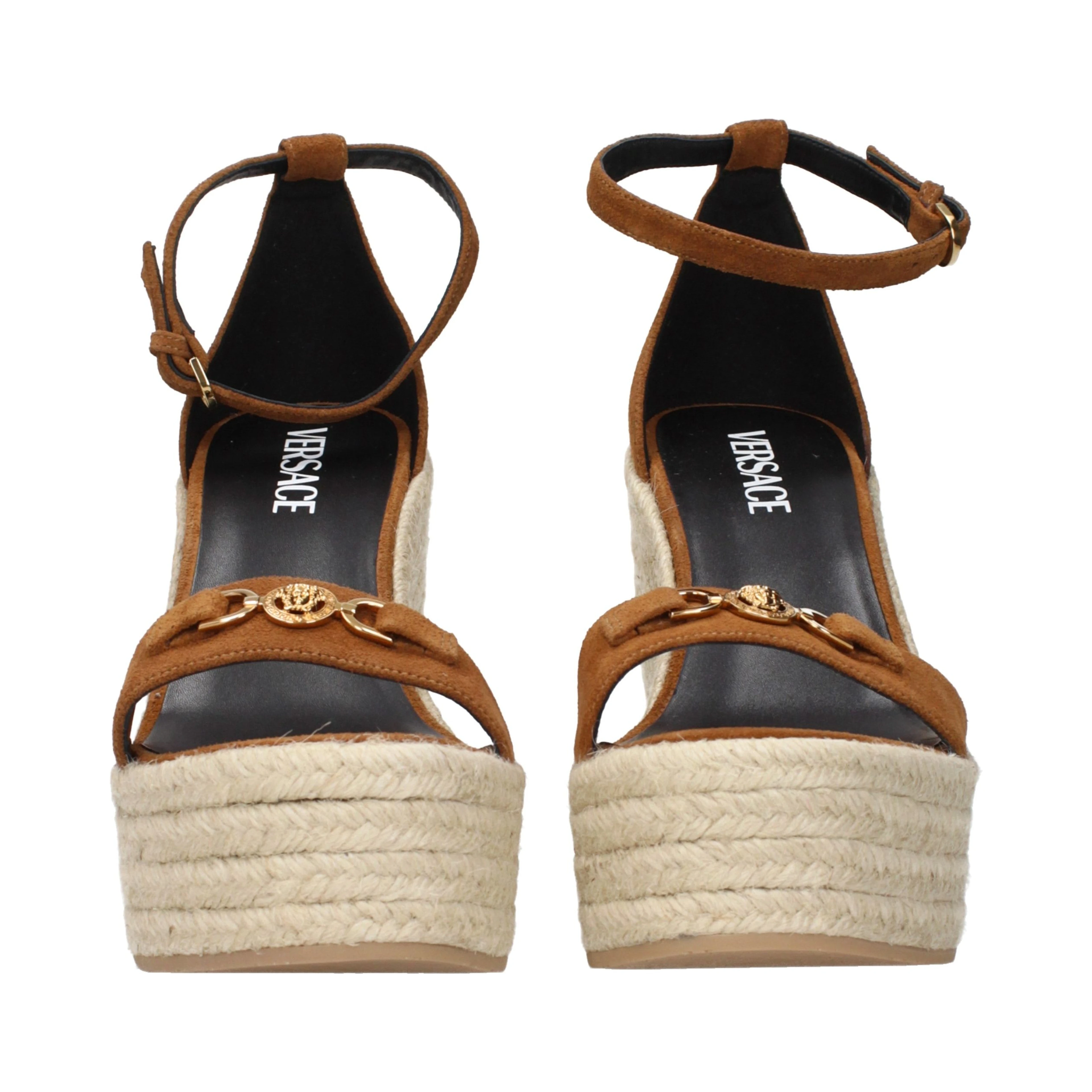 Brown Leather Wedge Sandals