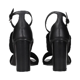 Black Fabric Platform Sandals
