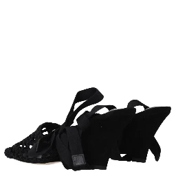Black Fabric Strap-On Sandals