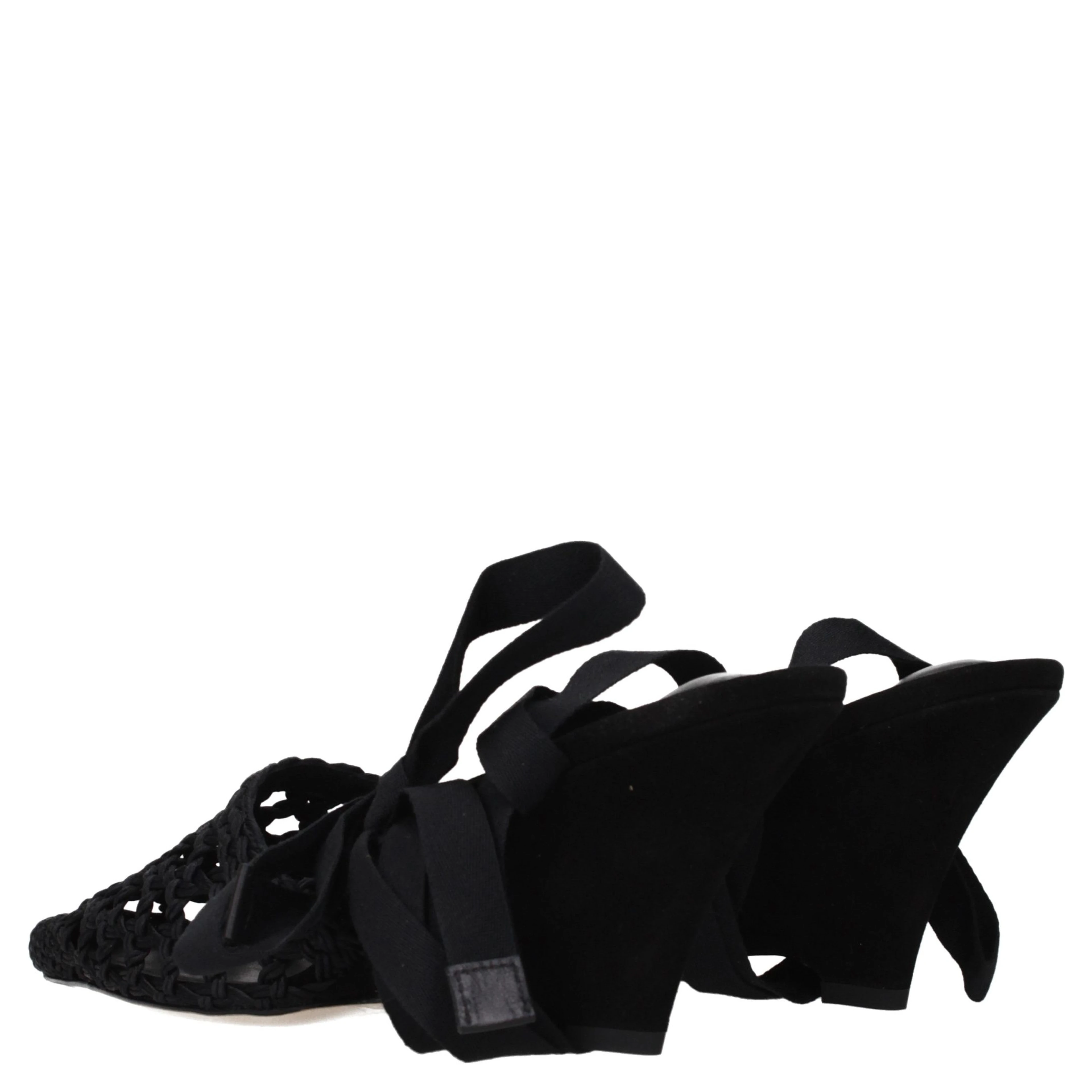 Black Fabric Strap-On Sandals