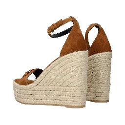 Brown Leather Wedge Sandals