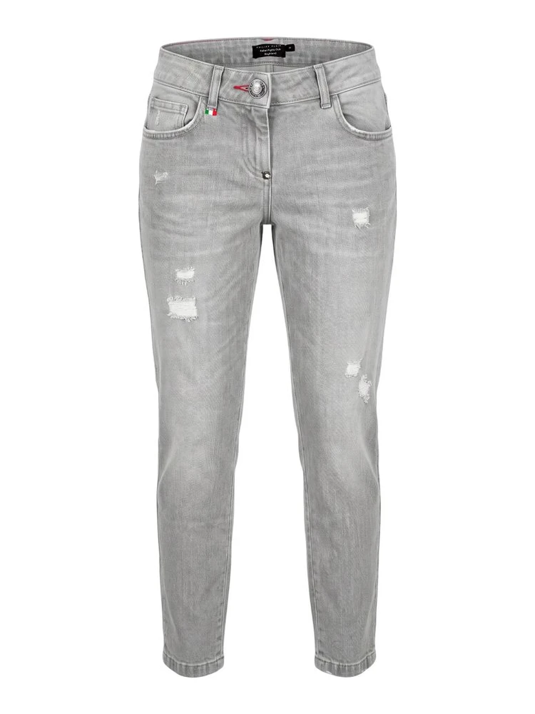 Grey Fabric Women Jeans