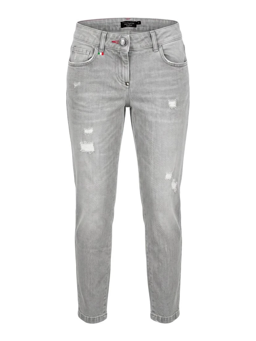 Grey Fabric Women Jeans