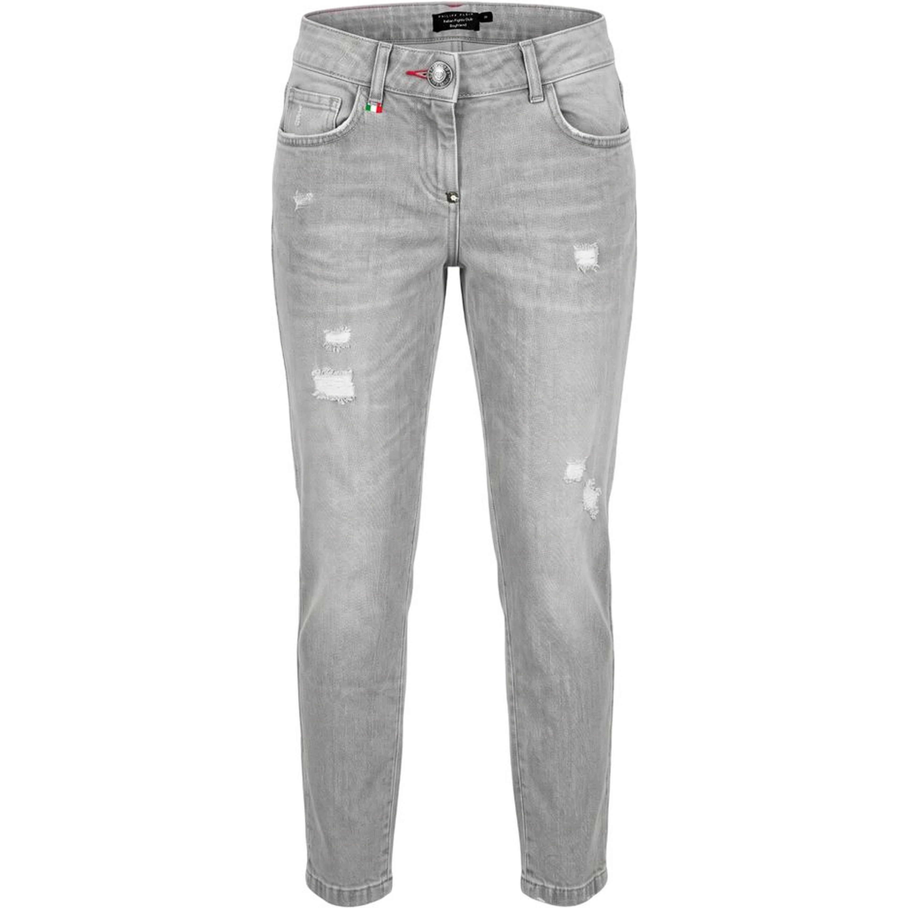 Grey Fabric Women Jeans