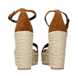 Brown Leather Wedge Sandals