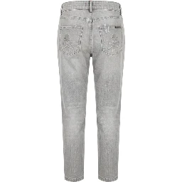Grey Fabric Women Jeans