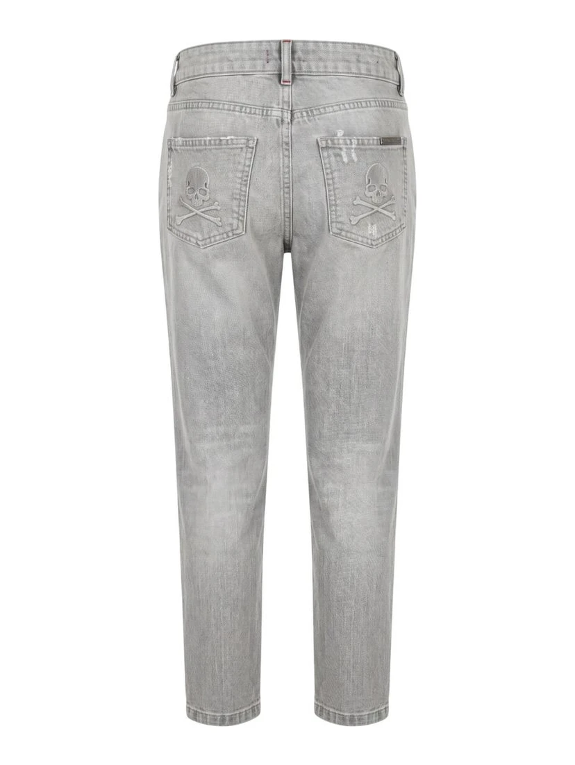Grey Fabric Women Jeans