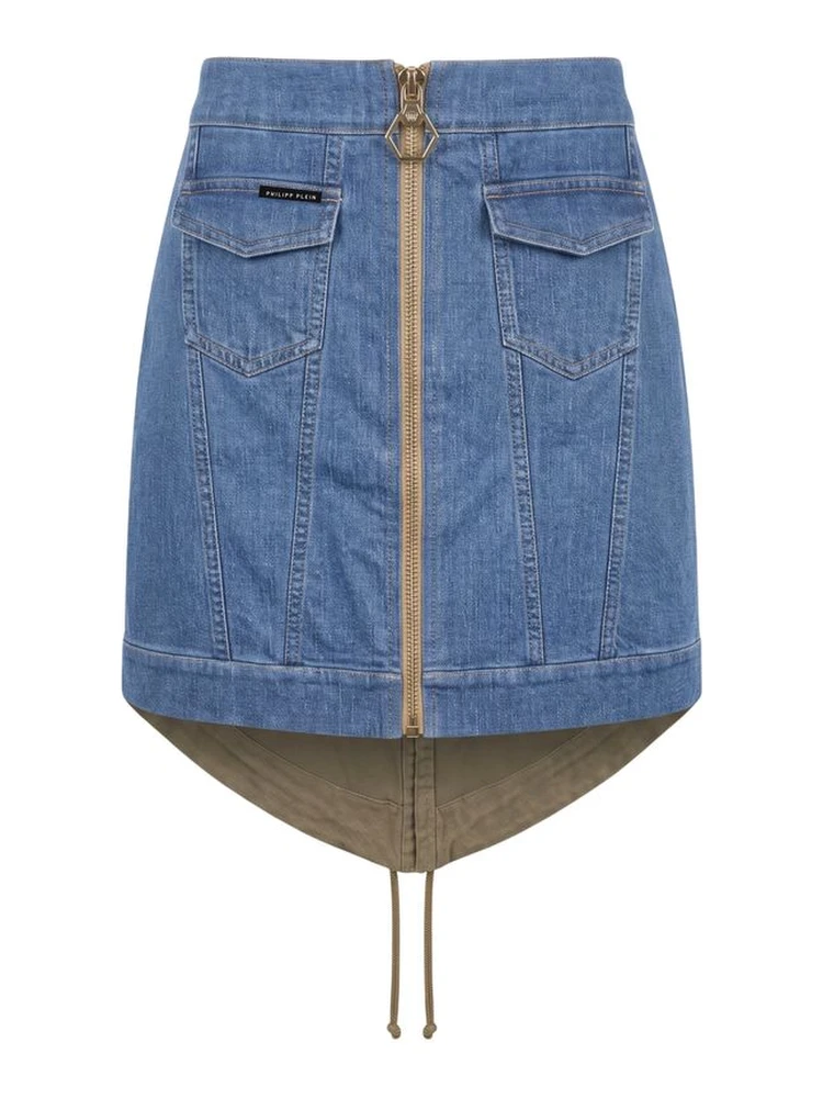 Blue Cotton Women Skirt