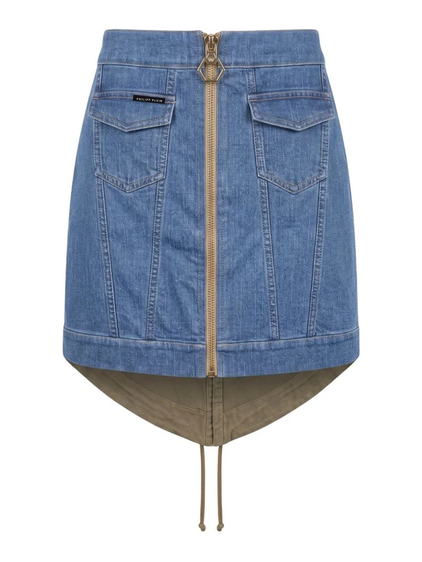 Blue Cotton Women Skirt