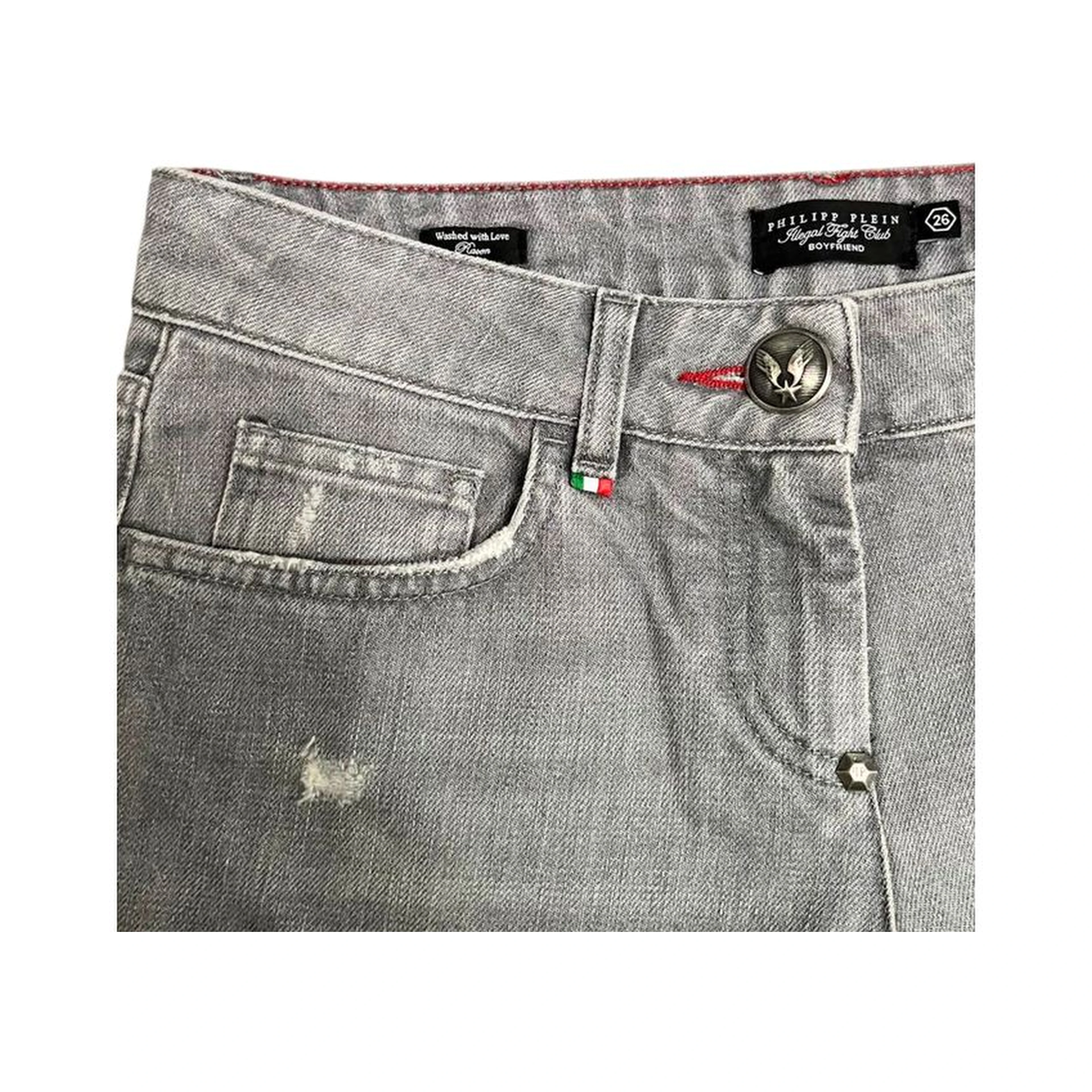 Grey Fabric Women Jeans