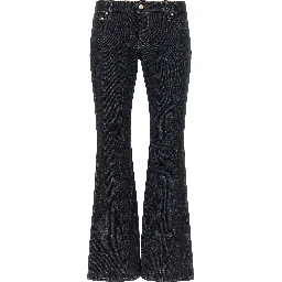 Blue Cotton Flared Jeans