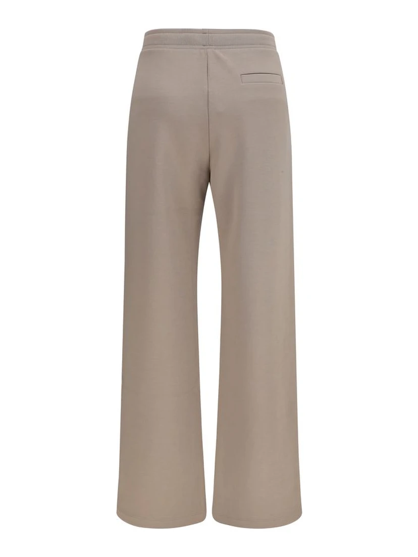 Beige Cotton Casual Pants