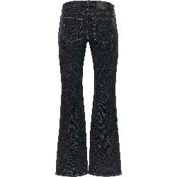 Blue Cotton Flared Jeans
