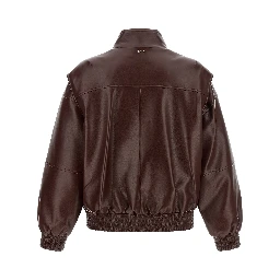 Brown Polyester Leather Jacket