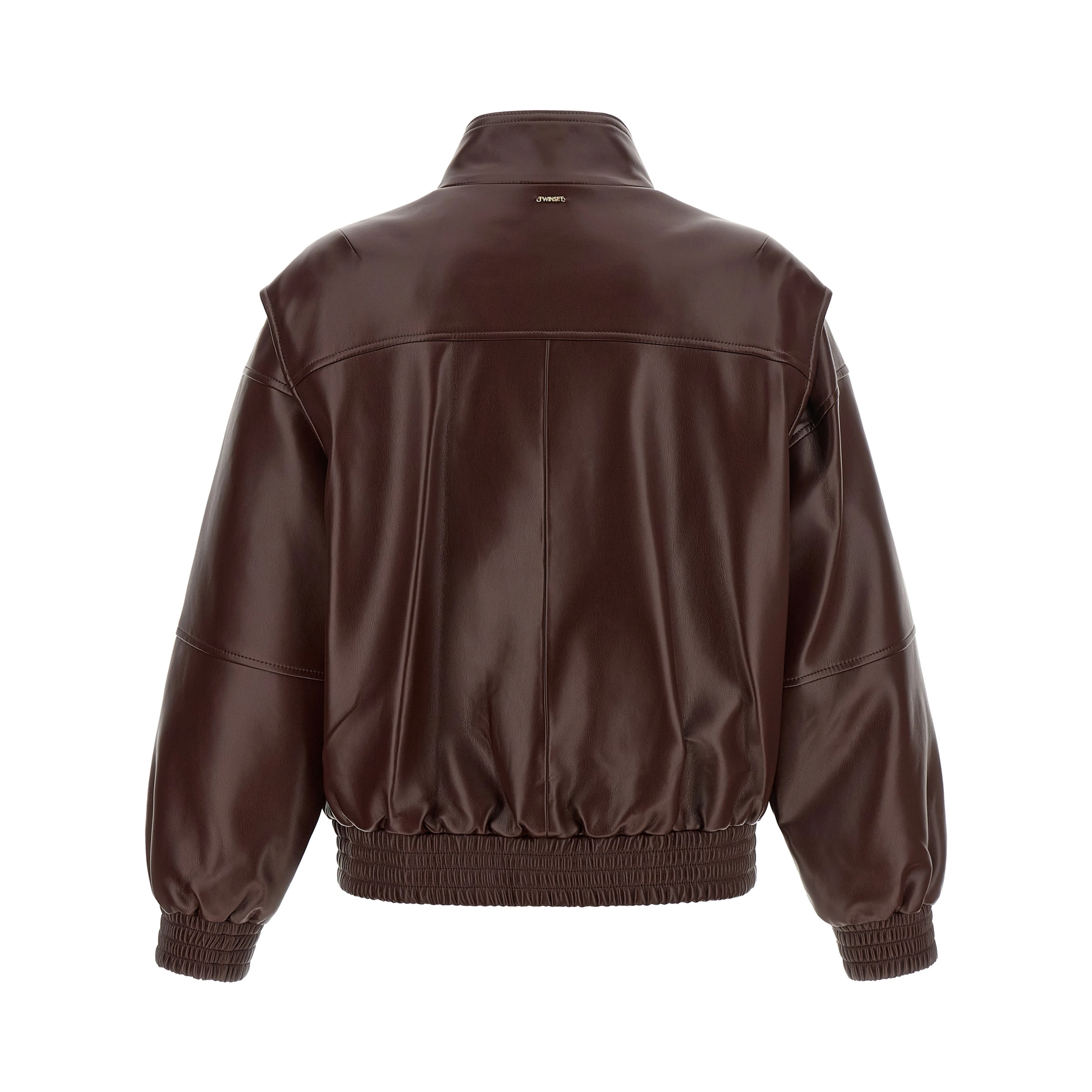 Brown Polyester Leather Jacket