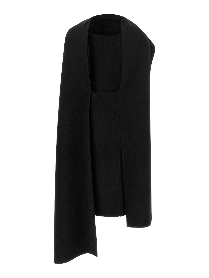 Black Virgin Wool Midi Dress
