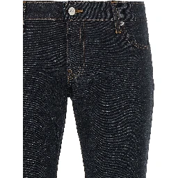 Blue Cotton Flared Jeans
