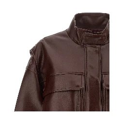Brown Polyester Leather Jacket