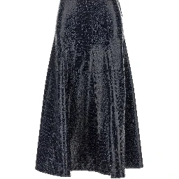 Blue Viscose Midi Skirt