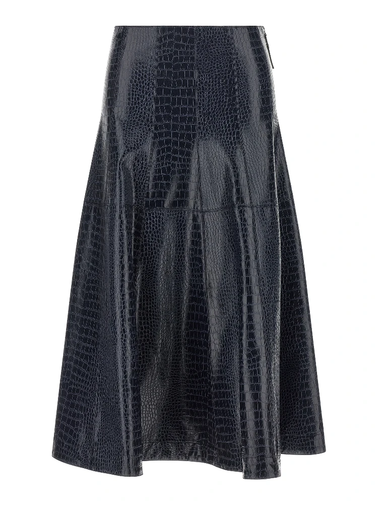 Blue Viscose Midi Skirt