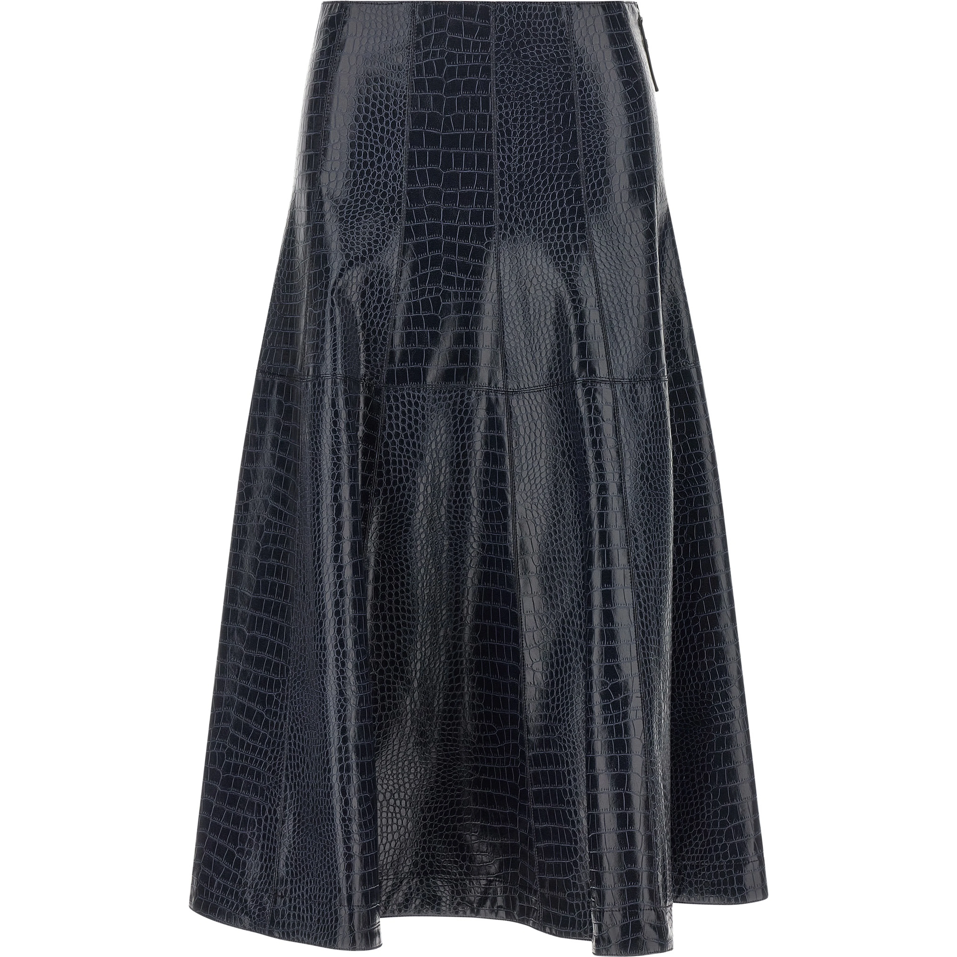 Blue Viscose Midi Skirt